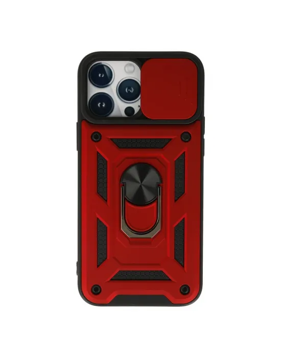 Apple İphone 13 Pro Max Kılıf Pars Lens Yüzüklü Silikon - Kırmızı