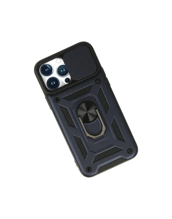 Apple İphone 13 Pro Max Kılıf Pars Lens Yüzüklü Silikon - Lacivert