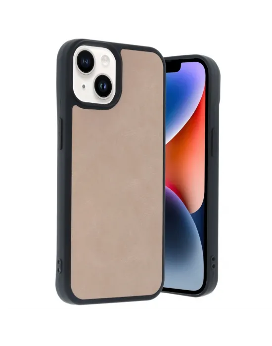 Apple İphone 14 Kılıf Aras Deri Kapak - Pudra