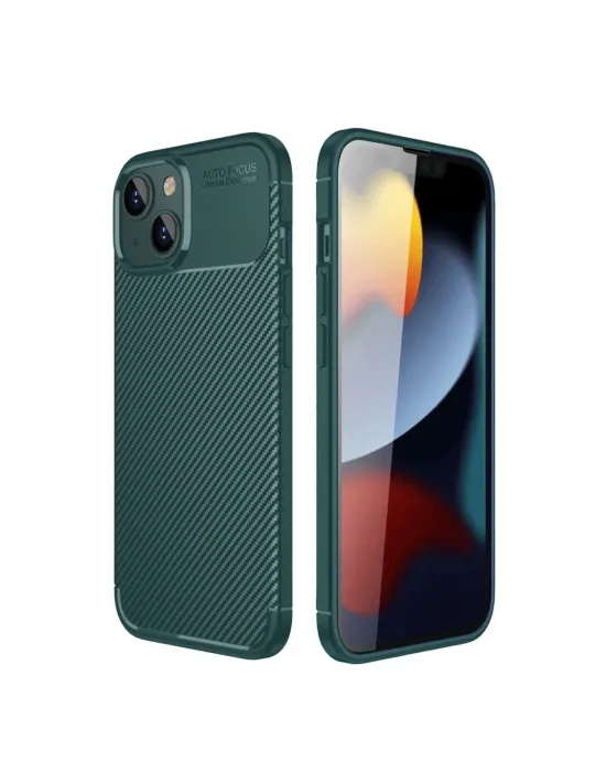 Apple İphone 14 Kılıf Auto Focus Karbon Kapak - Koyu Yeşil
