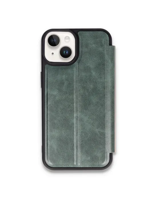 Apple İphone 14 Kılıf Flip Cover - Koyu Yeşil