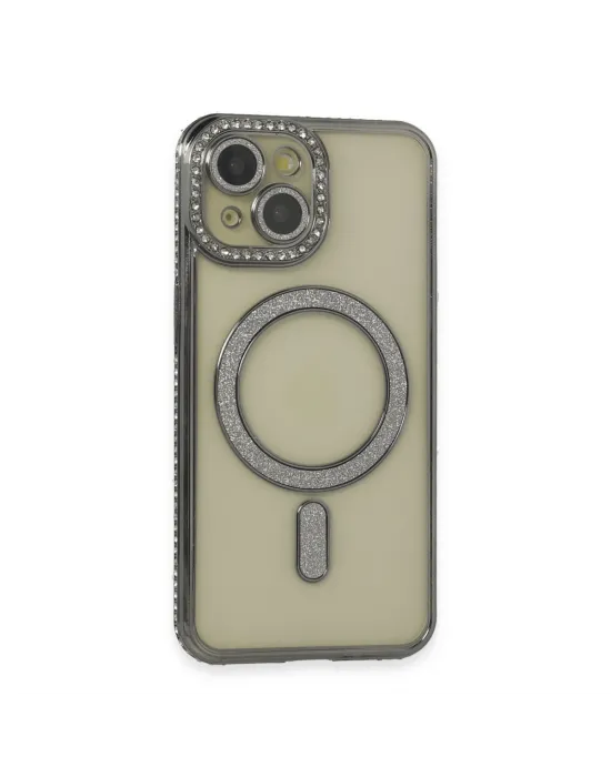 Apple İphone 14 Kılıf Joke Simli Magneticsafe Kılıf - Gri