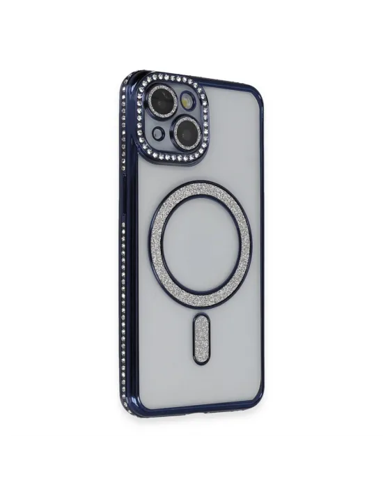 Apple İphone 14 Kılıf Joke Simli Magneticsafe Kılıf - Lacivert