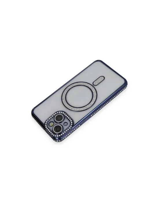 Apple İphone 14 Kılıf Joke Simli Magneticsafe Kılıf - Lacivert