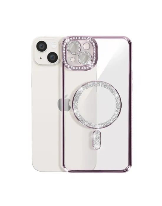 Apple İphone 14 Kılıf Joke Simli Magneticsafe Kılıf - Pembe
