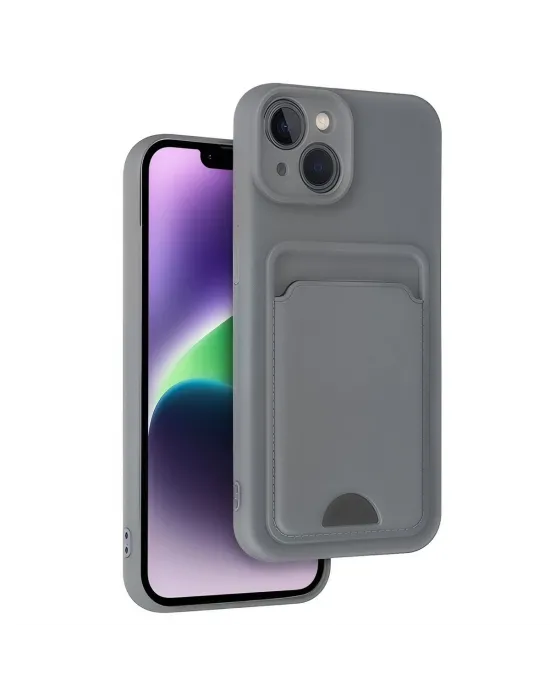 Apple İphone 14 Kılıf Kelvin Kartvizitli Silikon - Gri
