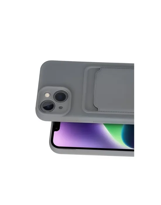 Apple İphone 14 Kılıf Kelvin Kartvizitli Silikon - Gri