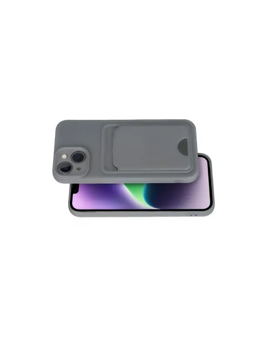 Apple İphone 14 Kılıf Kelvin Kartvizitli Silikon - Gri