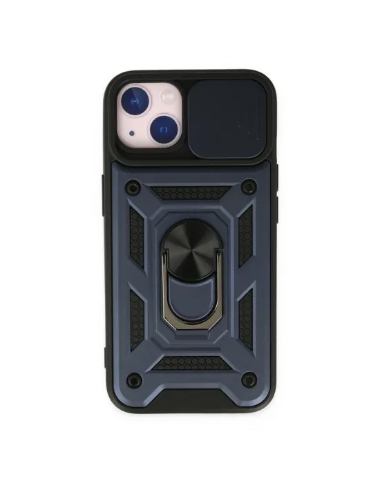 Apple İphone 14 Kılıf Pars Lens Yüzüklü Silikon - Lacivert