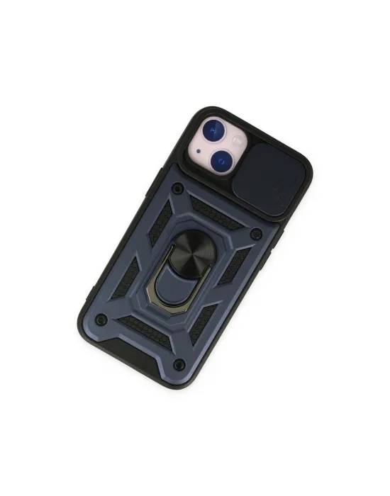 Apple İphone 14 Kılıf Pars Lens Yüzüklü Silikon - Lacivert