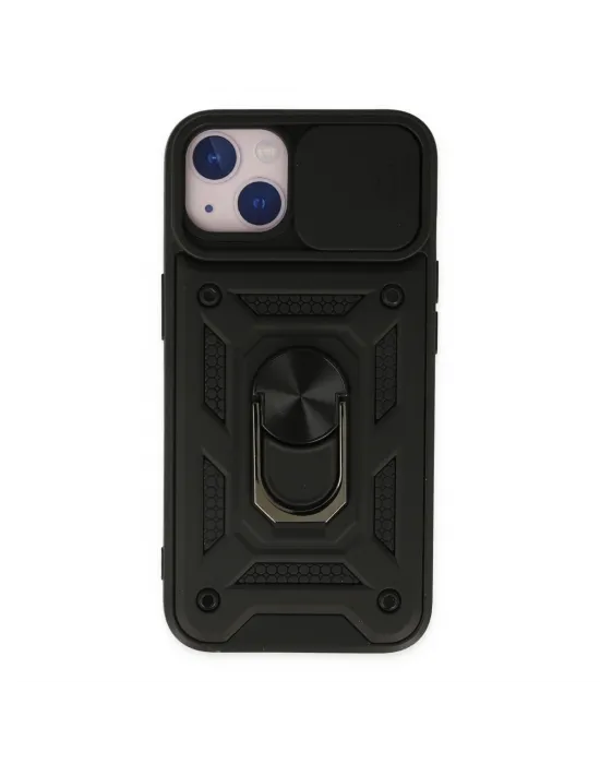 Apple İphone 14 Kılıf Pars Lens Yüzüklü Silikon - Siyah