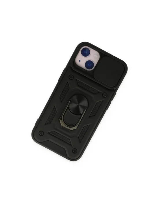 Apple İphone 14 Kılıf Pars Lens Yüzüklü Silikon - Siyah