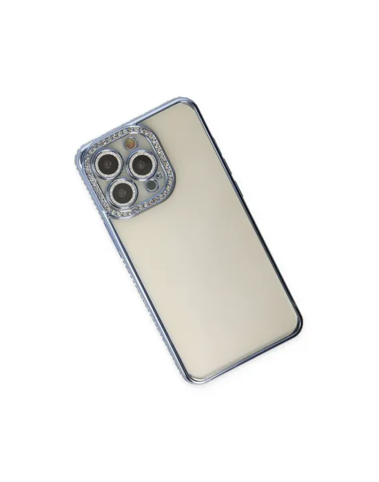 Apple İphone 14 Pro Kılıf Joke Taşlı Silikon - Mavi