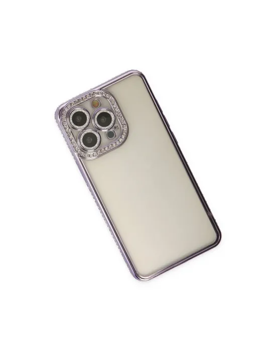 Apple İphone 14 Pro Kılıf Joke Taşlı Silikon - Mor