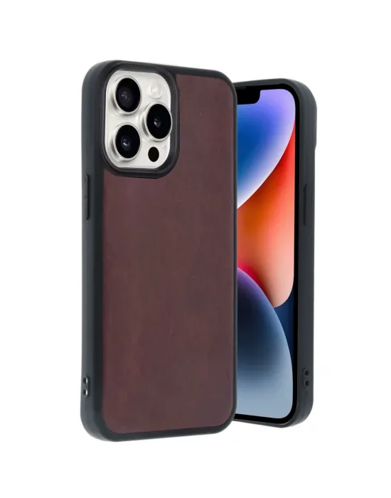 Apple İphone 14 Pro Max Kılıf Aras Deri Kapak - Bordo