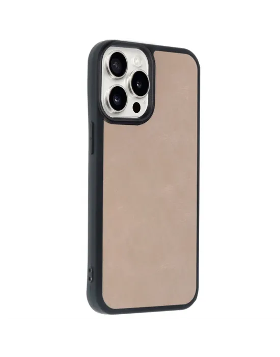 Apple İphone 14 Pro Max Kılıf Aras Deri Kapak - Pudra