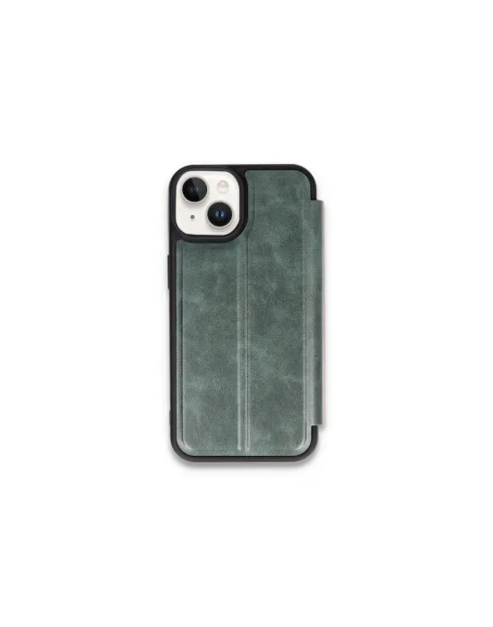Apple İphone 15 Kılıf Flip Cover - Koyu Yeşil