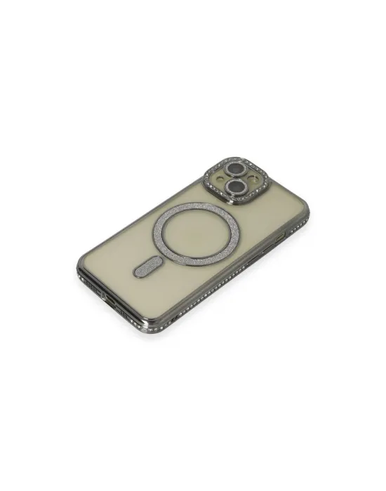 Apple İphone 15 Kılıf Joke Simli Magneticsafe Kılıf - Gri
