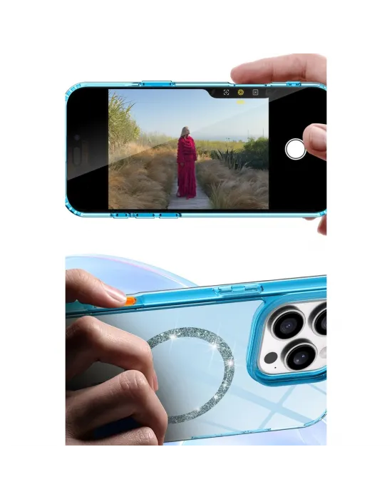 Apple İphone 15 Plus Live Diamond Magsafe Kapak - Mavi