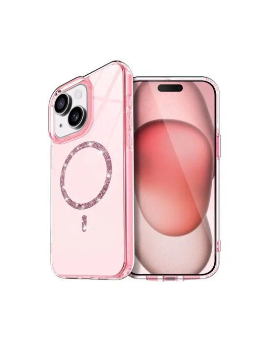 Apple İphone 15 Plus Live Diamond Magsafe Kapak - Pembe