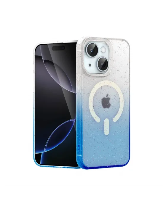 Apple İphone 15 Plus Pummel Shiny Magsafe Kapak - Mavi