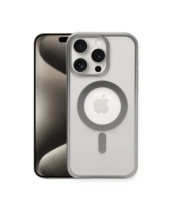 Apple İphone 15 Pro Kılıf Erozi Magsafe Kapak - Gümüş