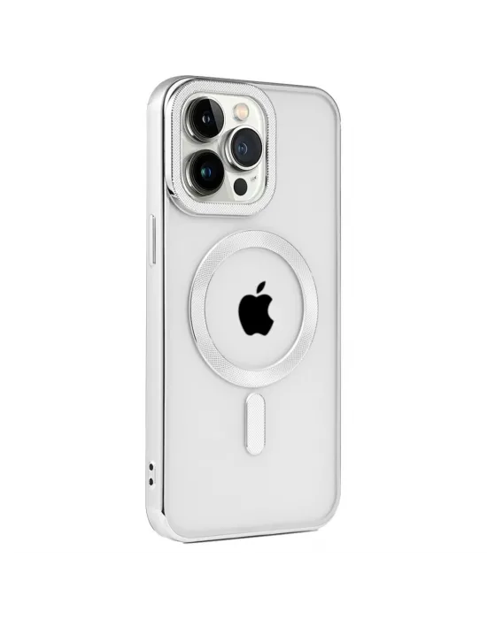 Apple İphone 15 Pro Kılıf Kronos Magsafe Kapak - Gümüş