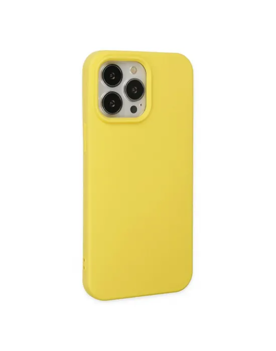 Apple İphone 15 Pro Kılıf Nano İçi Kadife Silikon - Sarı