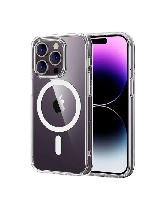 Apple İphone 15 Pro Max Combo Sert Şeffaf Magsafe Kapak - Şeffaf