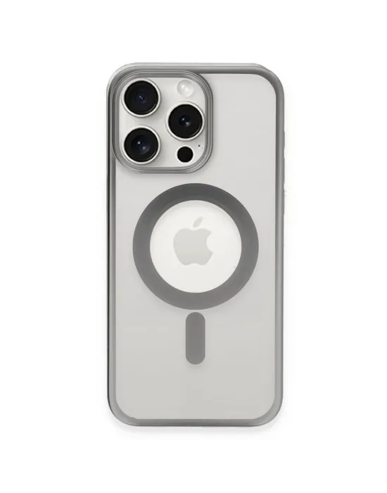 Apple İphone 15 Pro Max Kılıf Erozi Magsafe Kapak - Gümüş