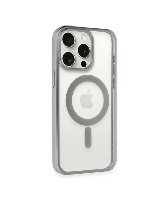 Apple İphone 15 Pro Max Kılıf Erozi Magsafe Kapak - Gümüş