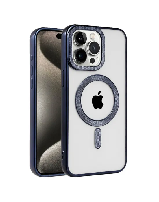 Apple İphone 15 Pro Max Kılıf Kronos Magsafe Kapak - Lacivert