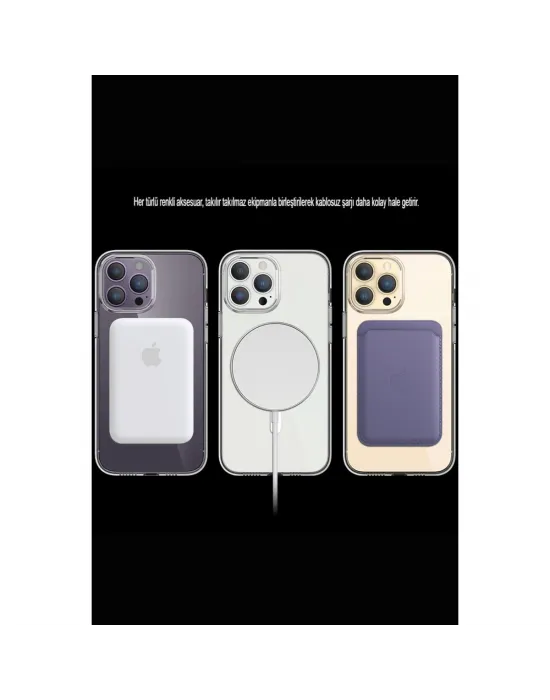 Apple İphone 15 Pro Max Kılıf Tron Şeffaf Magsafe Kapak - Şeffaf