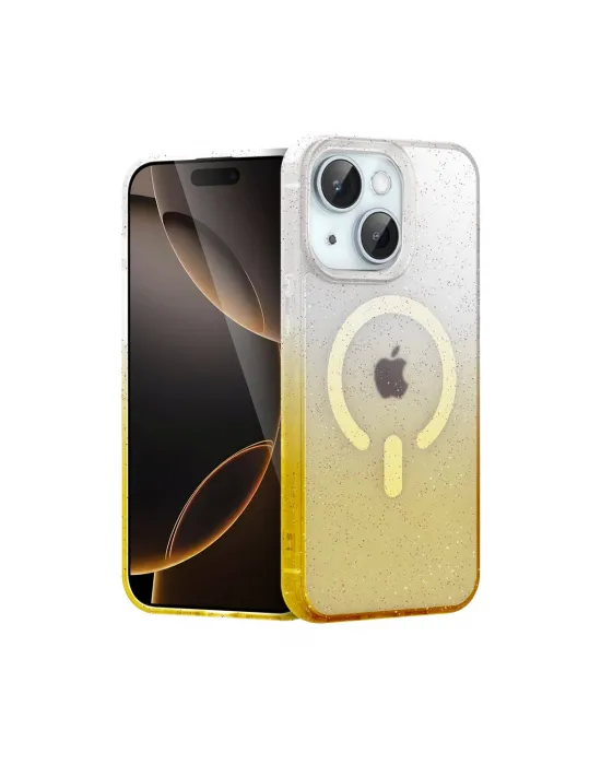 Apple İphone 15 Pummel Shiny Magsafe Kapak - Gold