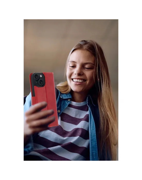 Apple İphone 15 Trend S Plus Kapaklı Kılıf - Kırmızı