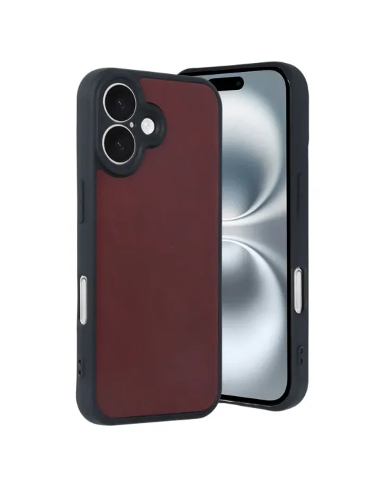Apple İphone 16 Kılıf Aras Deri Kapak - Bordo