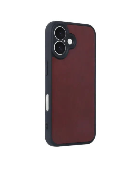 Apple İphone 16 Kılıf Aras Deri Kapak - Bordo