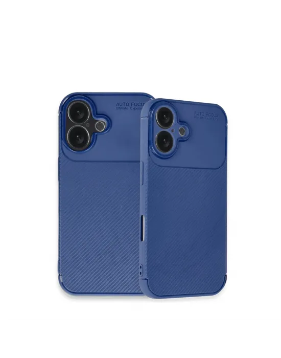 Apple İphone 16 Kılıf Auto Focus Karbon Kapak - Lacivert