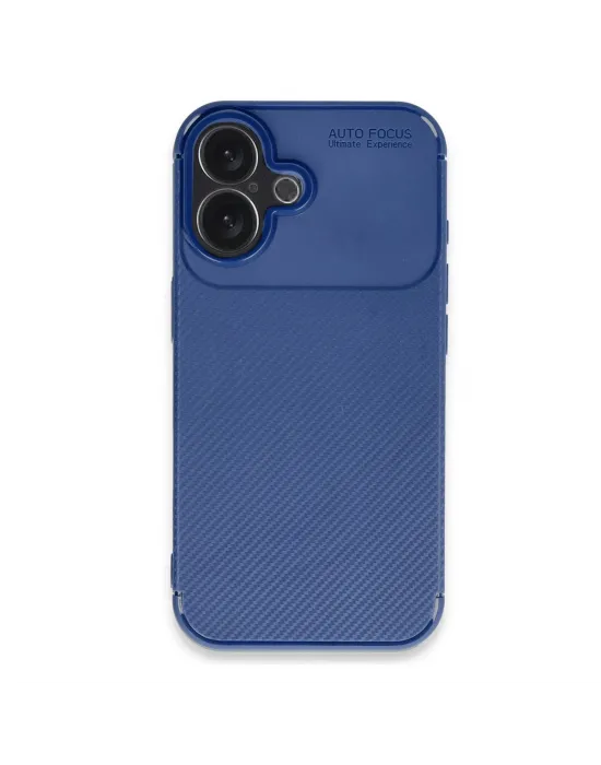 Apple İphone 16 Kılıf Auto Focus Karbon Kapak - Lacivert