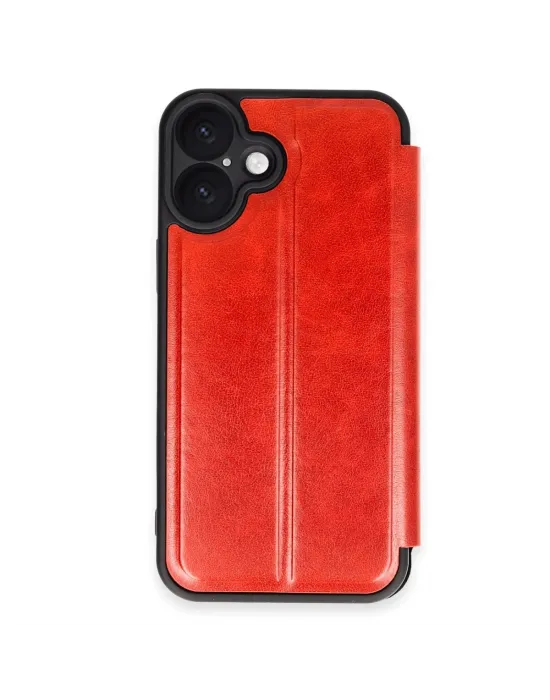 Apple İphone 16 Kılıf Flip Cover - Kırmızı