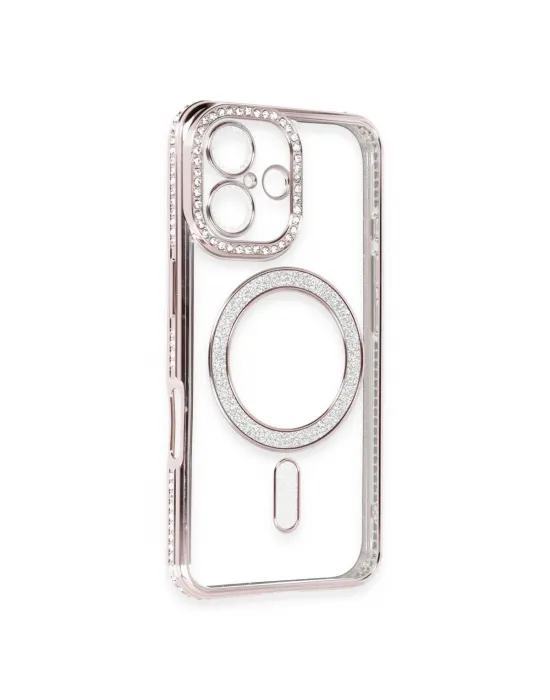 Apple İphone 16 Kılıf Joke Simli Magneticsafe Kılıf - Pembe