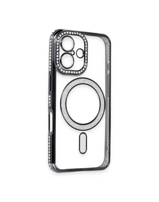 Apple İphone 16 Kılıf Joke Simli Magneticsafe Kılıf - Siyah