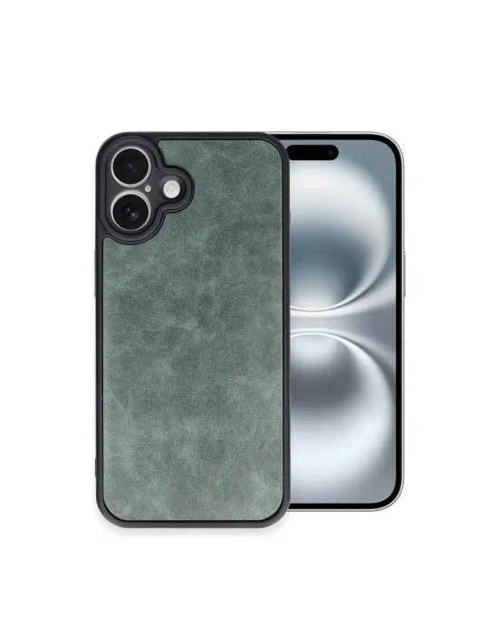 Apple İphone 16 Plus Kılıf Aras Deri Kapak - Koyu Yeşil