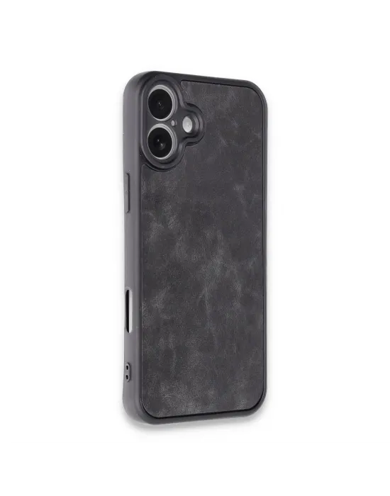 Apple İphone 16 Plus Kılıf Aras Deri Kapak - Siyah