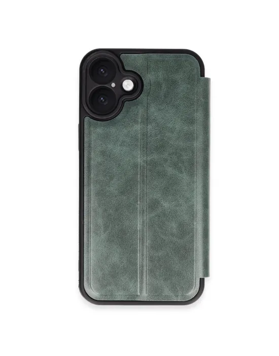 Apple İphone 16 Plus Kılıf Flip Cover - Koyu Yeşil