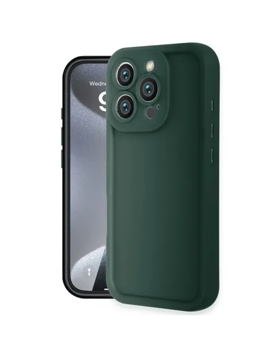 Apple İphone 16 Pro Kılıf Viera Silikon - Koyu Yeşil
