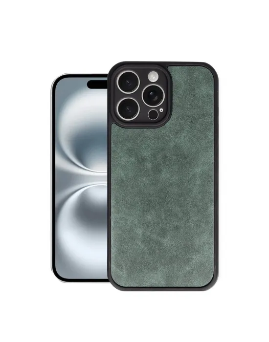 Apple İphone 16 Pro Max Kılıf Aras Deri Kapak - Koyu Yeşil