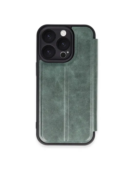 Apple İphone 16 Pro Max Kılıf Flip Cover - Koyu Yeşil
