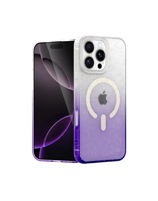 Apple İphone 16 Pro Pummel Shiny Magsafe Kapak - Mor