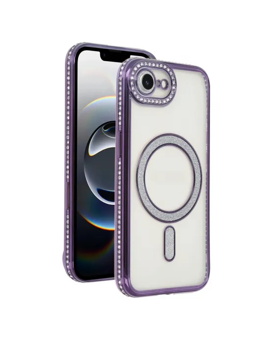 Apple İphone 16e Joke Simli Magneticsafe Kılıf - Derin Mor